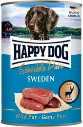 Produktbild von HAPPY DOG 400 Gramm Hundenassfutter Sparpaket 12 x 400 Gramm Sensible Pure Sweden Wild Pur