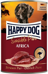 Produktbild von HAPPY DOG 400 Gramm Hundenassfutter Sparpaket 24 x 400 Gramm Strauß Pur