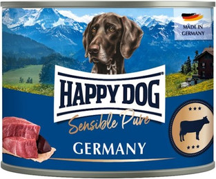 Produktbild von HAPPY DOG Sensible Pure 200g Hundenassfutter Sparpaket 12 x 200 Gramm Germany Rind