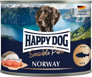 Produktbild von HAPPY DOG Sensible Pure 200g Hundenassfutter Sparpaket 12 x 200 Gramm Norway Seefisch