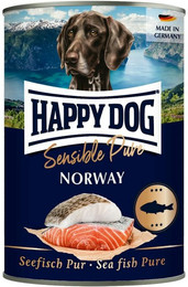 Produktbild von HAPPY DOG Sensible Pure 400g Hundenassfutter Sparpaket 12 x 400 Gramm Norway Seefisch