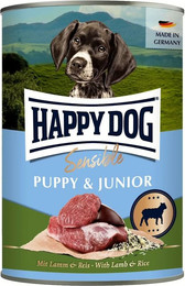 Produktbild von HAPPY DOG Sensible Pure 400g Hundenassfutter Sparpaket PUPPY  Lamm mit Reis 12 x 400g