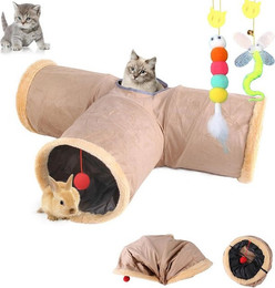 Produktbild von Happy Home Tier-Beschäftigungsspielzeug Faltbarer katzentunnel mit weichem Wildlederbezug