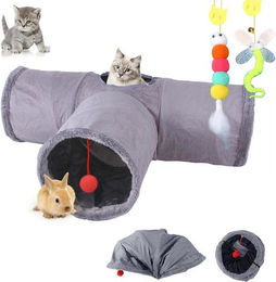 Produktbild von Happy Home Tier-Beschäftigungsspielzeug Faltbarer katzentunnel mit weichem Wildlederbezug