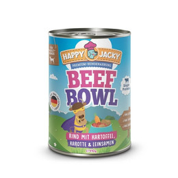 Produktbild von Happy Jacky Beef Bowl Nassfutter für Hunde Rind - 6 x 820 g