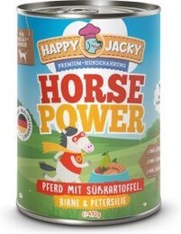 HAPPY JACKY Nassfutter Hypoallergen Pferd mit Süßkartoffel 12x410 g – Bild 1 von 3