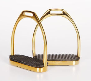Produktbild von Harry's Horse Edelstahlsteigbügel gerade goldfarben 12cm