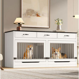 HAUSS SPOLE Hundehütte XXL für 2 Hunde,Hundehaus Hundekäfig mit Klappdeckel und Schubladen, 164×60×81cm Innen-Hundehütte – Bild 1 von 5