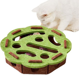 Produktbild von HAUSS SPOLE Tier-Intelligenzspielzeug Tier-Intelligenzspielzeug Filzspielzeug Interaktives Katzenspielzeug, Filz, mit mehrschichtigem Labyrinth Glockenbällen Krallen-Trainingsfunktion (1-tlg) interaktives Anti-Langeweile Spielbox zum Buddeln und Kratzen