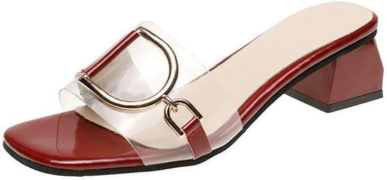 Produktbild von Hausschuhe Frauen Sommer Mode Koreanischen Stil Alle-spiel Kristall Transparent Starke Ferse Damen Sandalen 40 bordeaux