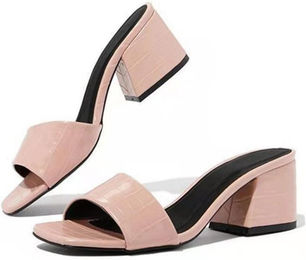 Produktbild von Hausschuhe mit dickem Absatz, Damen-Sommer-Plateau, dicke Sohle, mittlerer Absatz, Sandalen und Hausschuhe, Oberbekleidung 42 rosa