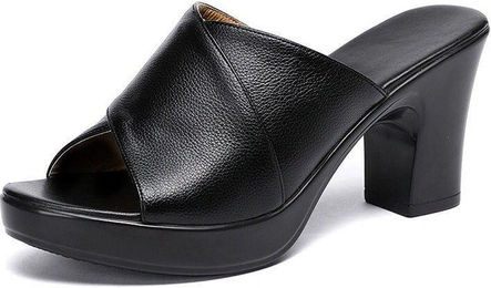 Produktbild von Hausschuhe Weibliche Sommerplattform Hochhackige Sandalen und Hausschuhe Rutschen Outdoor Große Größe 35-40 40 schwarz