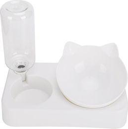 Produktbild von Haustier Doppel-Futterspender Wasser Trinkflasche 15 Grad Einstellbar Geneigter Nackenschutz Katze Hund Fütterung L(for 6.5-9kg)