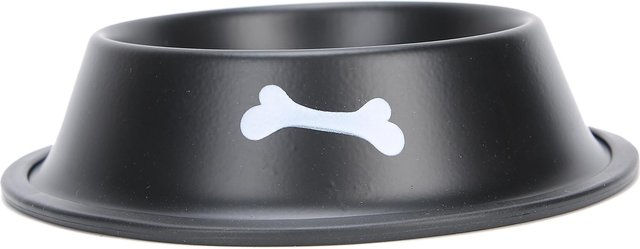 Produktbild von Haustier-Edelstahlnapf für Katzen und Hunde. Robuster, rutschfester Hundenapf mit niedlichem Aufdruck(Schwarz )
