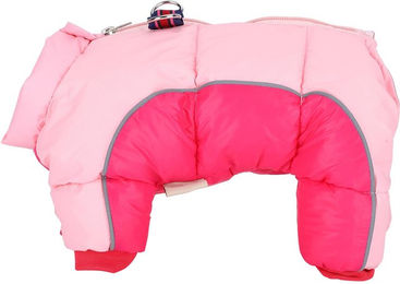 Produktbild von Haustier Hund Winter Warm Halten Winddicht Kleidung Kleidung Vier Beine mit Rückenreißverschluss Rosa10#