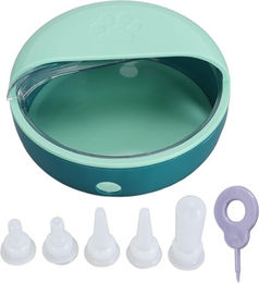 Produktbild von Haustier Milchschale 5 Sauger Erstickungsgefahr Vorbeugen Stillvorrichtung Haustier Milchspender mit Deckel für Welpen L(for 6.5-9kg) grün