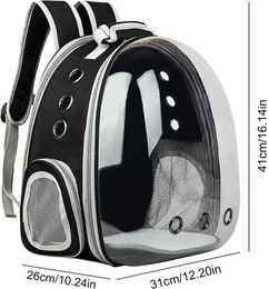 Produktbild von Haustier-Tragerucksack, Bubble-Katzen-Welpen, Haustier-Katzen-Hunde-Tragetasche, Rucksack, viel Platz für Reisen, Wandern, Outdoor-Haustiertransport A schwarz