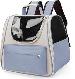 Produktbild von Haustier-Tragerucksack Großer Raum Wasserdicht Atmungsaktiv Tragbar Katzentragetasche mit Griff für blau