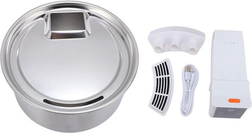 Produktbild von Haustier-Trinkbrunnen 7L Fassungsvermögen Edelstahl Wiederaufladbarer Zirkulierender Wasserspender Automatisch