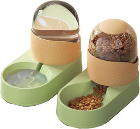 Produktbild von Haustier Wasser Futter Spender Transparent Abnehmbar Automatischer Katzenfutterautomat Wasserspender Set für Hund Welpe