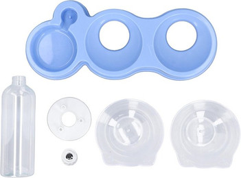 Produktbild von Haustier Wasser Futternapf mit Automatischer Wasserflasche Geneigtes Design Verbesserte Gesundheit Katze Hund Nass Trockenfutter blau