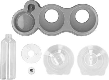 Produktbild von Haustier Wasser Futternapf mit Automatischer Wasserflasche Geneigtes Design Verbesserte Gesundheit Katze Hund Nass Trockenfutter graue