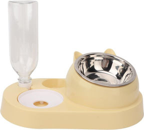 Produktbild von Haustier Wasser- und Futternapf-Set Automatischer Wasserspender Flasche Geneigter Edelstahlnapf Futterspender