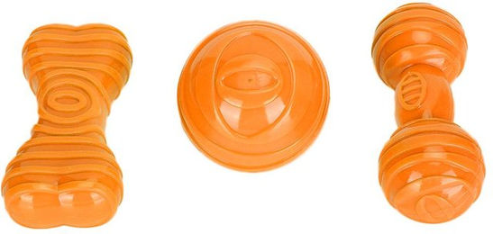 Produktbild von Haustierball Hund Hantel TPR Knochen Zähneknirschen Kauspielzeug für Hundetraining Interaktives SpielzeugOrange orange