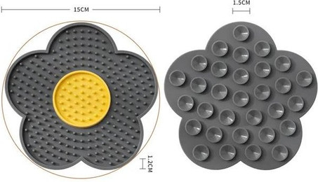 Produktbild von Haustierbedarf Katze Leckmatte Pentagramm Sonnenblumenform Silikon Hunde Leckplatte Niedliches Haustier langsames Lecken Matte Hundenapf Katzennapf 1pc grau