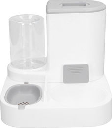 Produktbild von Haustiere Automatischer Futterspender Wasserspender Set Multifunktion 2 in 1 Einteilig Großes Fassungsvermögen Katze Wasserspender Futterspender grau