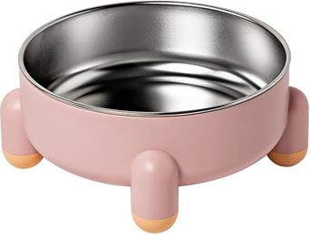 Produktbild von Haustiernapf Rutschfest Abnehmbare 4-beinige Basis Großes Fassungsvermögen Edelstahl Katze Hundenapf für rosa