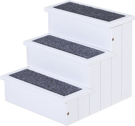 Produktbild von Haustiertreppe Hundetreppe Einstiegshilfe mit Teppich Tannenholz Weiß