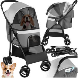 Produktbild von Haustierwagen Eddy klappbar gefedert mit Anschnallgurten hellgrau/dunkelgrau