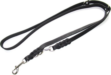 Produktbild von Heim Führleine mit eingeflochtenem Karabiner, schwarz - 220 cm lang, 8 mm breit