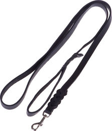 Produktbild von Heim Lederleine mit eingeflochtenem Karabiner, schwarz - 200 cm