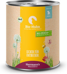Produktbild von Herrmann's Bio Huhn mit Reis und Fenchel Selection Puppy - 6 x 800 g
