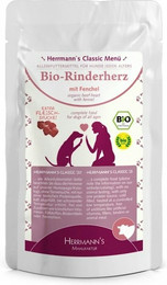Produktbild von Herrmann's Classic 12x130g Beutel Hundenassfutter Bio Rinderherz mit Fenchel