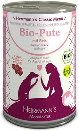 Produktbild von Herrmann's Classic 12x400g Dose Hundenassfutter Bio Pute mit Reis