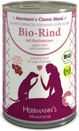 Produktbild von Herrmann's Classic 12x400g Dose Hundenassfutter Bio Rind mit Buchweizen