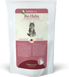 Produktbild von Herrmann's Selection 100g Beutel Katzennassfutter 20 x 100 Gramm Bio Huhn mit Karotte & Kamut