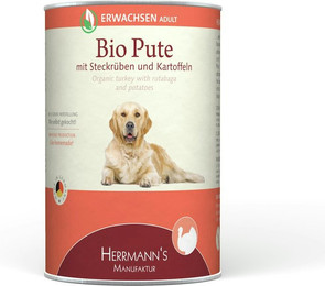 Produktbild von Herrmann's Selection Erwachsen 12x400g Dose Hundenassfutter Bio-Pute mit Wurzelgemüse, Kartoffeln und Fenchel