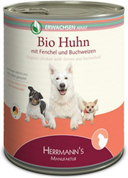 Produktbild von Herrmann's Selection Erwachsen 6x800g Dose Hundenassfutter Bio Huhn mit Fenchel, Zucchini & Buchweizen