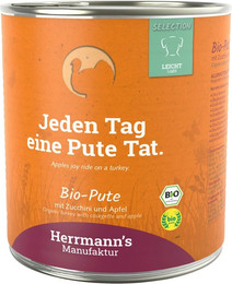 Produktbild von Herrmann's Selection Leicht 800g Dose Hundenassfutter Sparpaket 12 x 800g Bio Pute mit Zucchini & Apfel