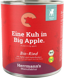 Produktbild von Herrmann's Selection Puppy Bio 800 Gramm Hundenassfutter Sparpaket 12 x 800 Gramm Rind mit Apfel & Haferflocken