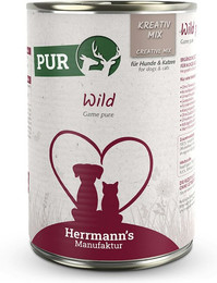 Produktbild von Herrmann's Selection Reinfleisch 400g Dose Hundenassfutter Sparpaket 24 x 400g Wild