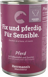 Produktbild von Herrmann's Selection Sensibel / Sensitiv 400g Dose Hundenassfutter 12 x 400g Pferd mit Süßkartoffeln, Zucchini & Borretschöl