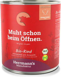 Produktbild von Herrmann's Selection Sensibel / Sensitiv 800g Dose Hundenassfutter 6 x 800g Bio Rind mit Karotten (purinarm)