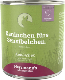 Produktbild von Herrmann's Selection Sensibel / Sensitiv 800g Dose Hundenassfutter Sparpaket 12 x 800g Kaninchen mit Reisflocken