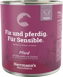 Produktbild von Herrmann's Selection Sensibel / Sensitiv 800g Dose Hundenassfutter Sparpaket 12 x 800g Pferd mit Süßkartoffel & Zucchini