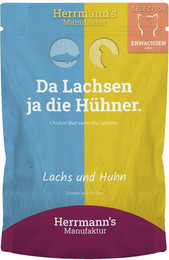 Produktbild von Herrmann's Seletion Adult 100 Gramm Katzennassfutter 20 x 100 Gramm Lachs mit Huhn, Karotte & Kokosflocken